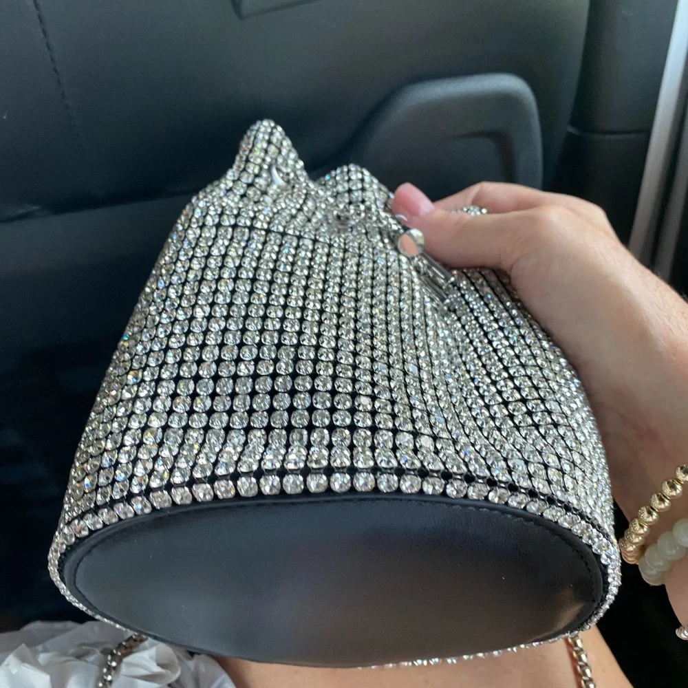 Expressions, NYC, Silver Rhinestone Bucket Bag - Picture 2 of 2